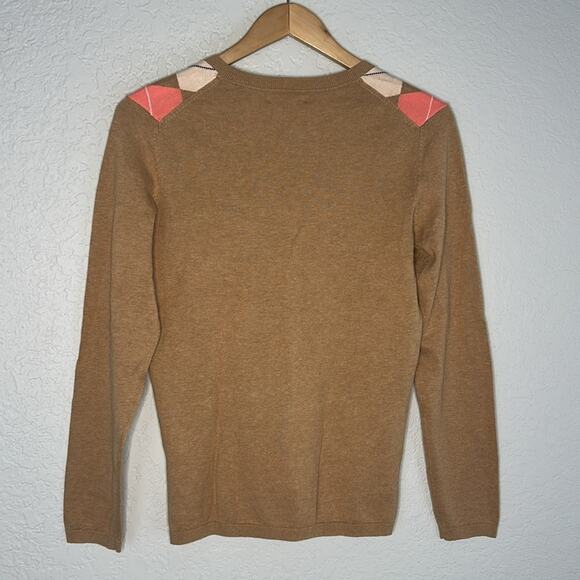 NEW Tommy Hilfiger Camel Tan Argyle Sweater V Neck Golf Caddyshack Sporty Preppy - Picture 5 of 8